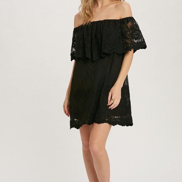 Bluivy  Off The Shoulder Black Lace Dress - Picture 4 of 5
